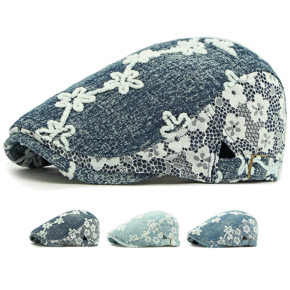 HT4801 Berretto da uomo Donna Fiore Artista Pittore Berretto Cappello Nuova Primavera Estate Cappello di jeans Maschio Femmina Ivy Berretto piatto Berretto regolabile