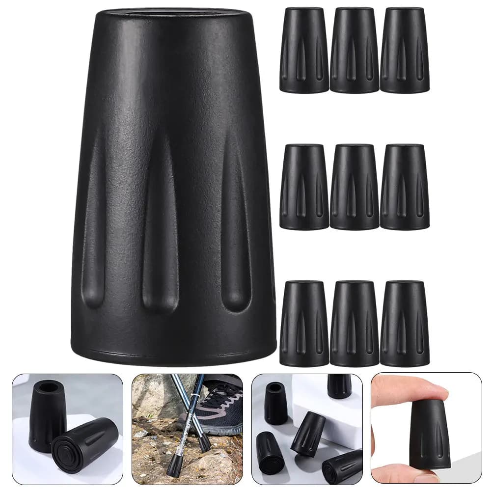 10Pcs Thick Trekking Pole Tips Non-Slip Crutch Tips Replacement Cane Foot Pads Walking Stick Accessories Crutches Accessories