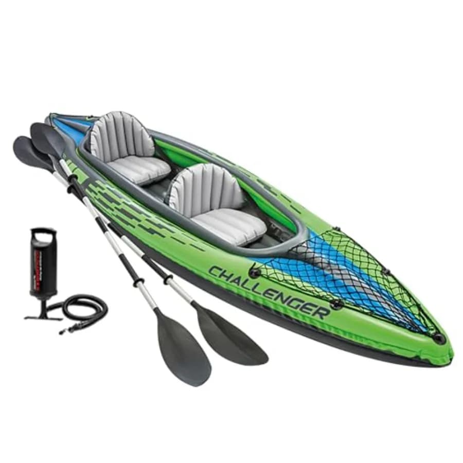 Kayak Gonfiabile per Avventure all'Aperto: Materiale PVC Super Resistente, Colore Blu, Include Pagaie Deluxe e Pompa ad Alta Potenza Regolabile