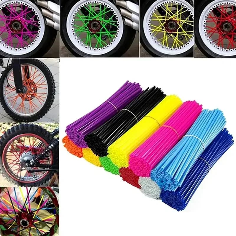 36/72pcs Ruota di Bicicletta Raggi di Protezione Avvolge Cerchione Raggio Wrap Kit Per Moto Bici Colore Cerchioni Pelle Trim Coperture Tubo