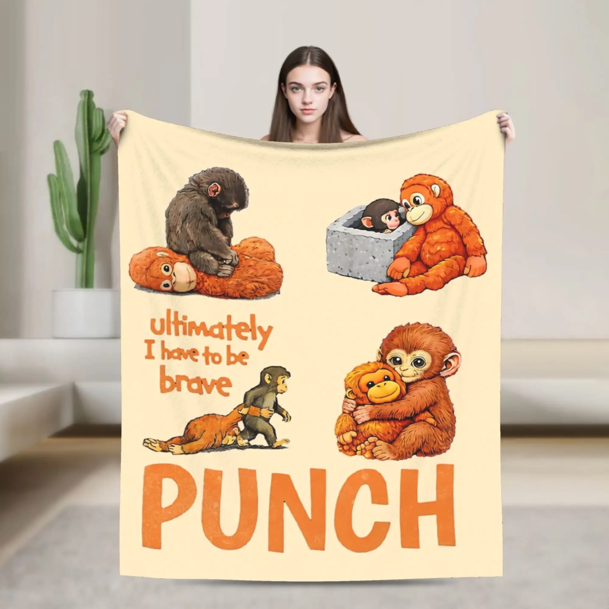 Ultimately I Have to Be Brave Lonely Punch Monkey Blanket Wool Awesome Soft Throw Blanket for Home All Season,