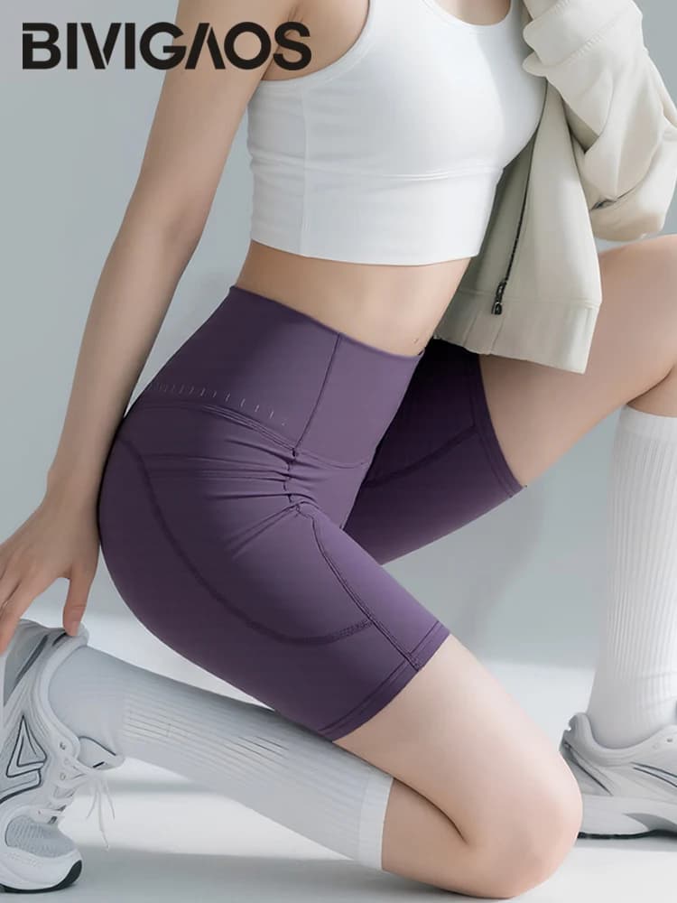 BIVIGAOS Cycling shorts for summer pocket yoga new fitness bike shorts for women fitness bike shorts for racing training