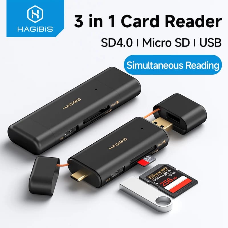Hagibis High-Speed Memory Card Reader Camera SD 4.0/3.0 Micro SD 3 in 1 Adapter CFexpress Type A/Type B for Nikon Canon Sony CCD