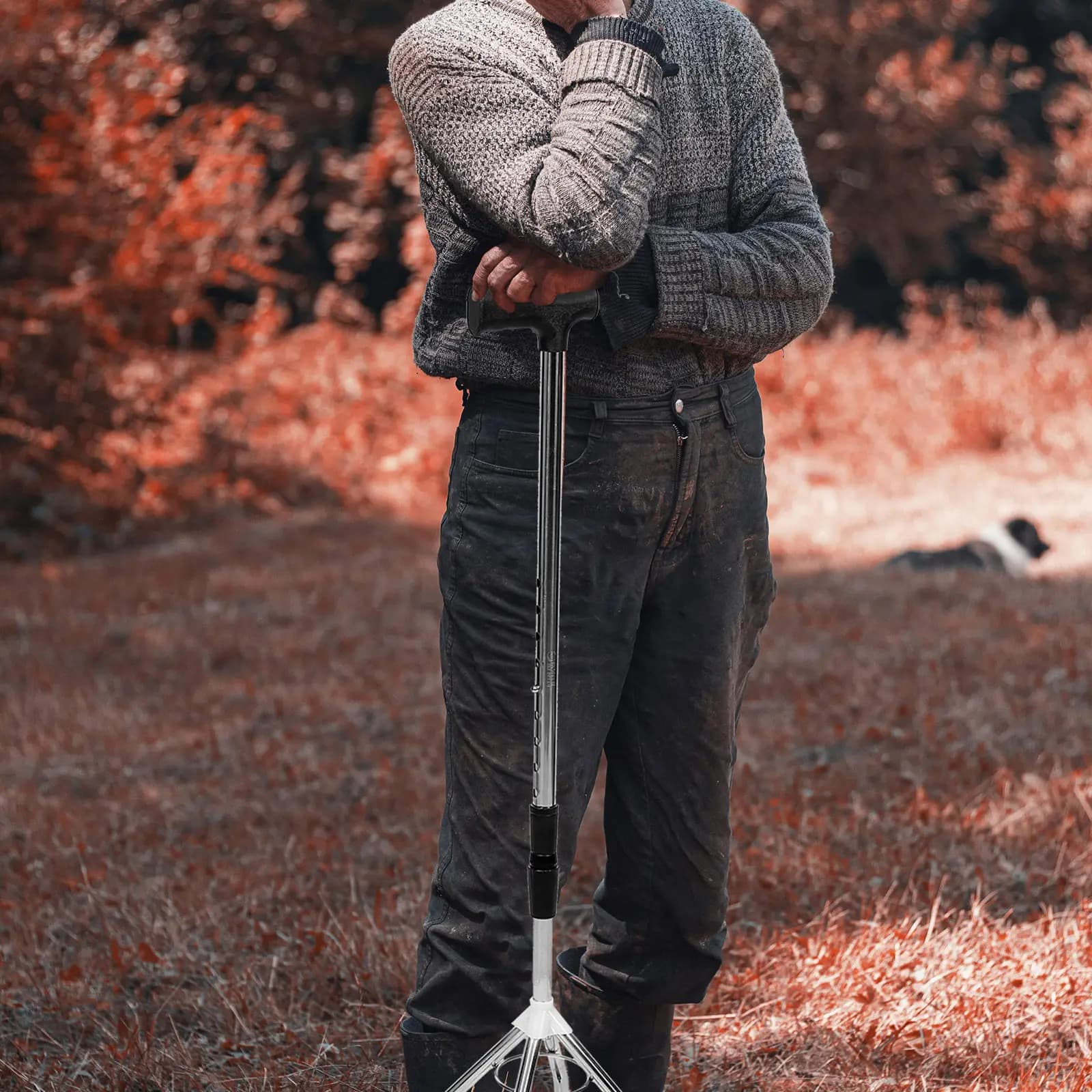 Elderly Trekking Pole Adjustable Walking Stick Plastic Handle Anti-Slip Detachable Hiking Climbing Wand Camping Supplies
