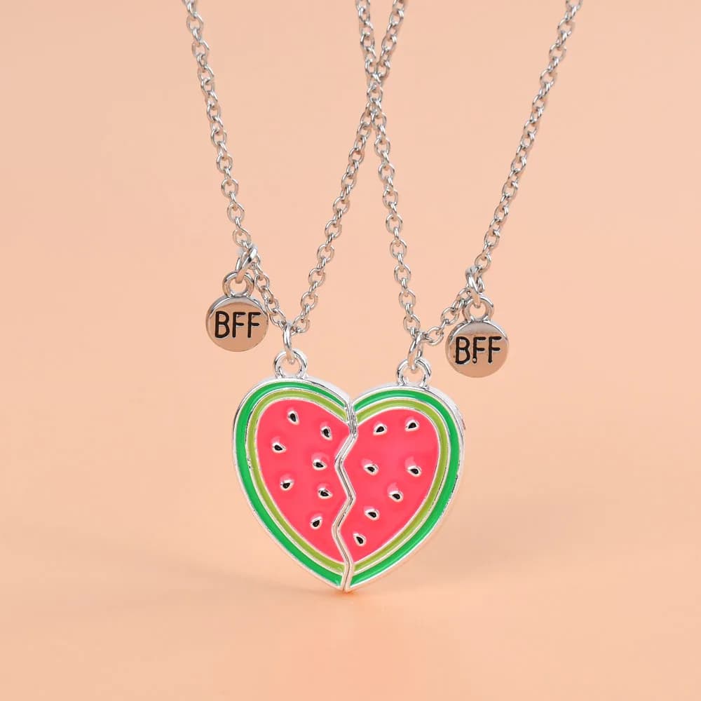 Luoluo&baby Set of 2 Necklaces with Watermelon Shape Pendant, Fashion Friendship Gift for Women