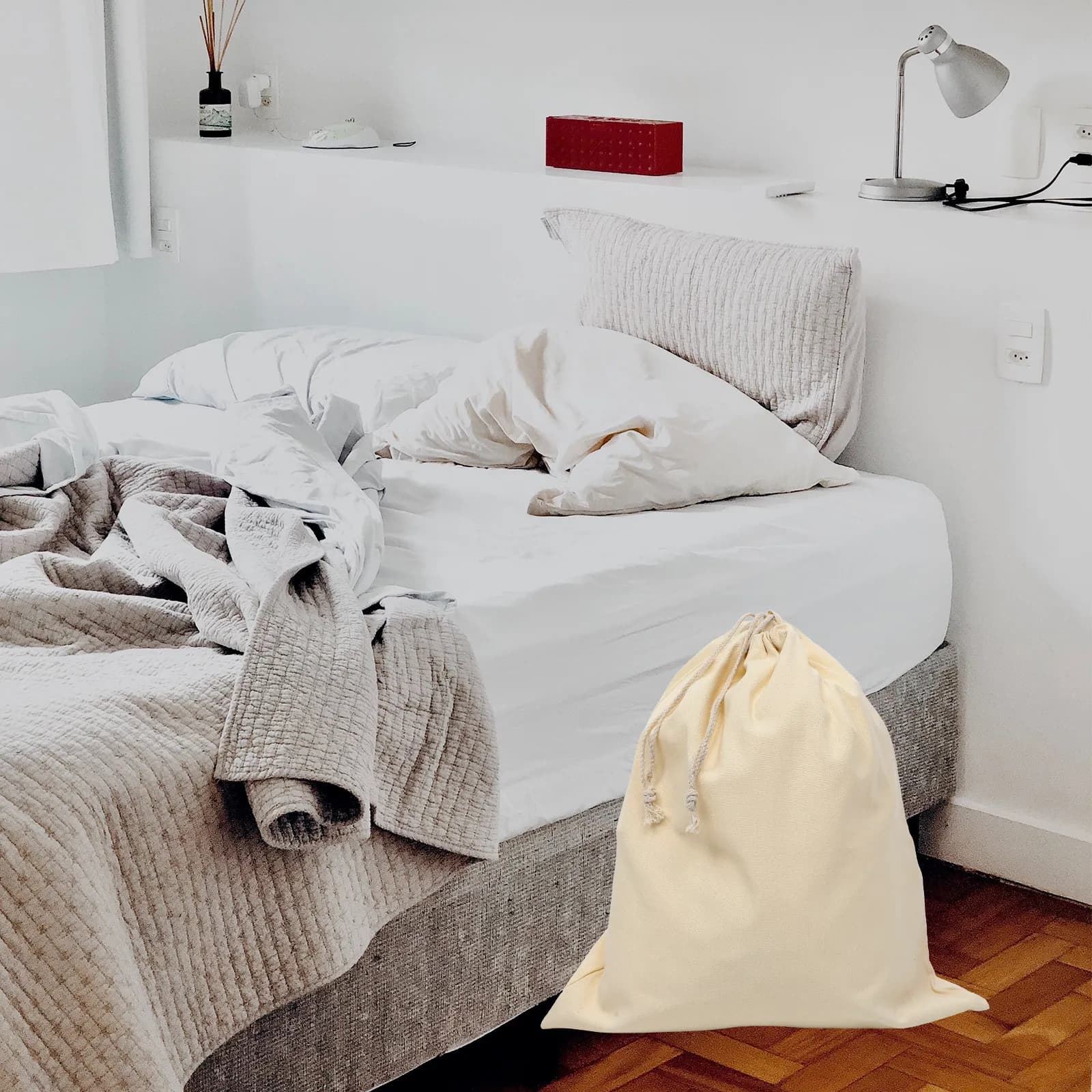 Large Foldable Canvas Laundry Bag Drawstring Heavy Duty Dirty Clothes Organizer Storage Pouch Canvas Laundry Bag