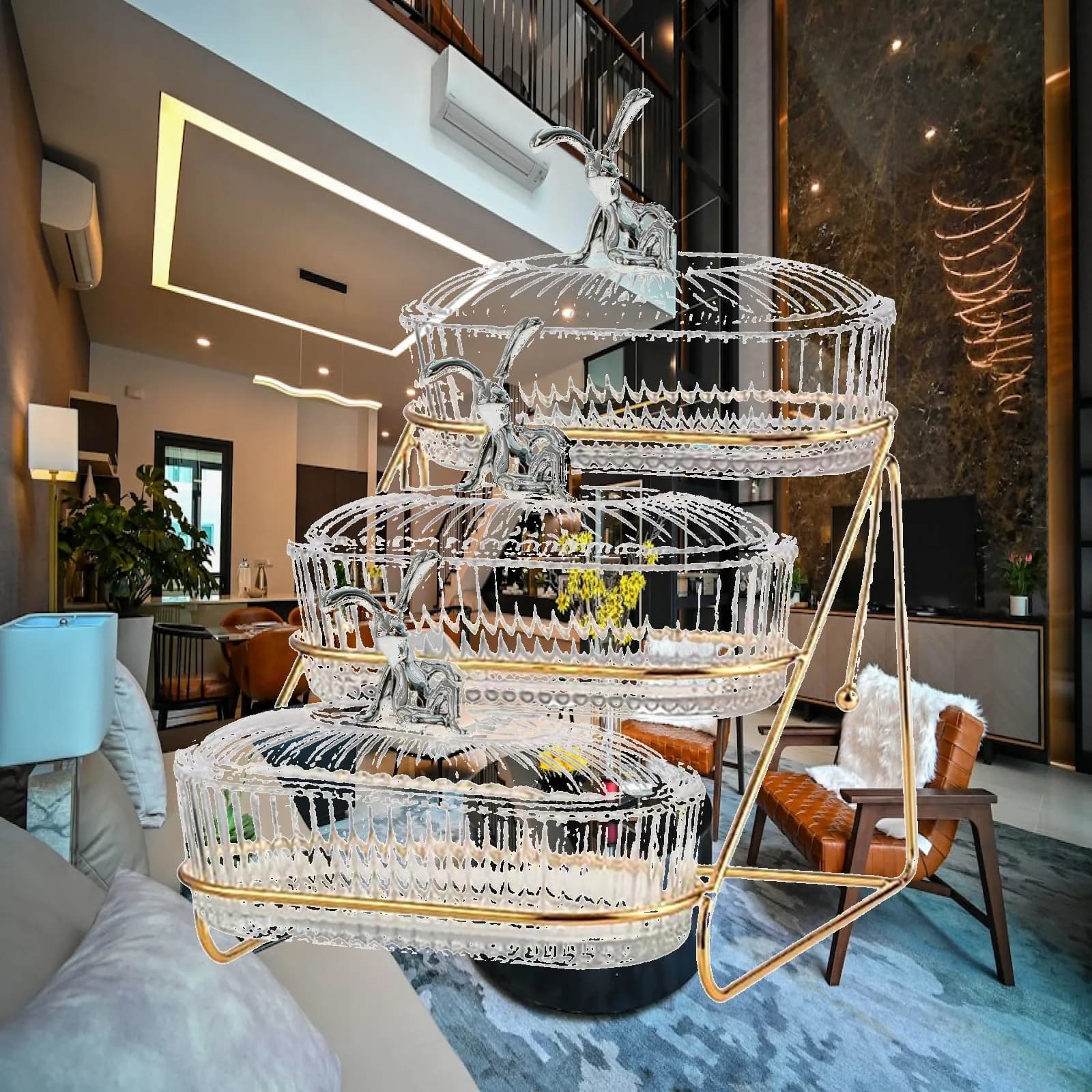 Dried Fruit Salad Plate Snack Plates with Iron Rack Serving Tray Appetizer Tray for Snack Dried Fruits Cookies Party Wedding