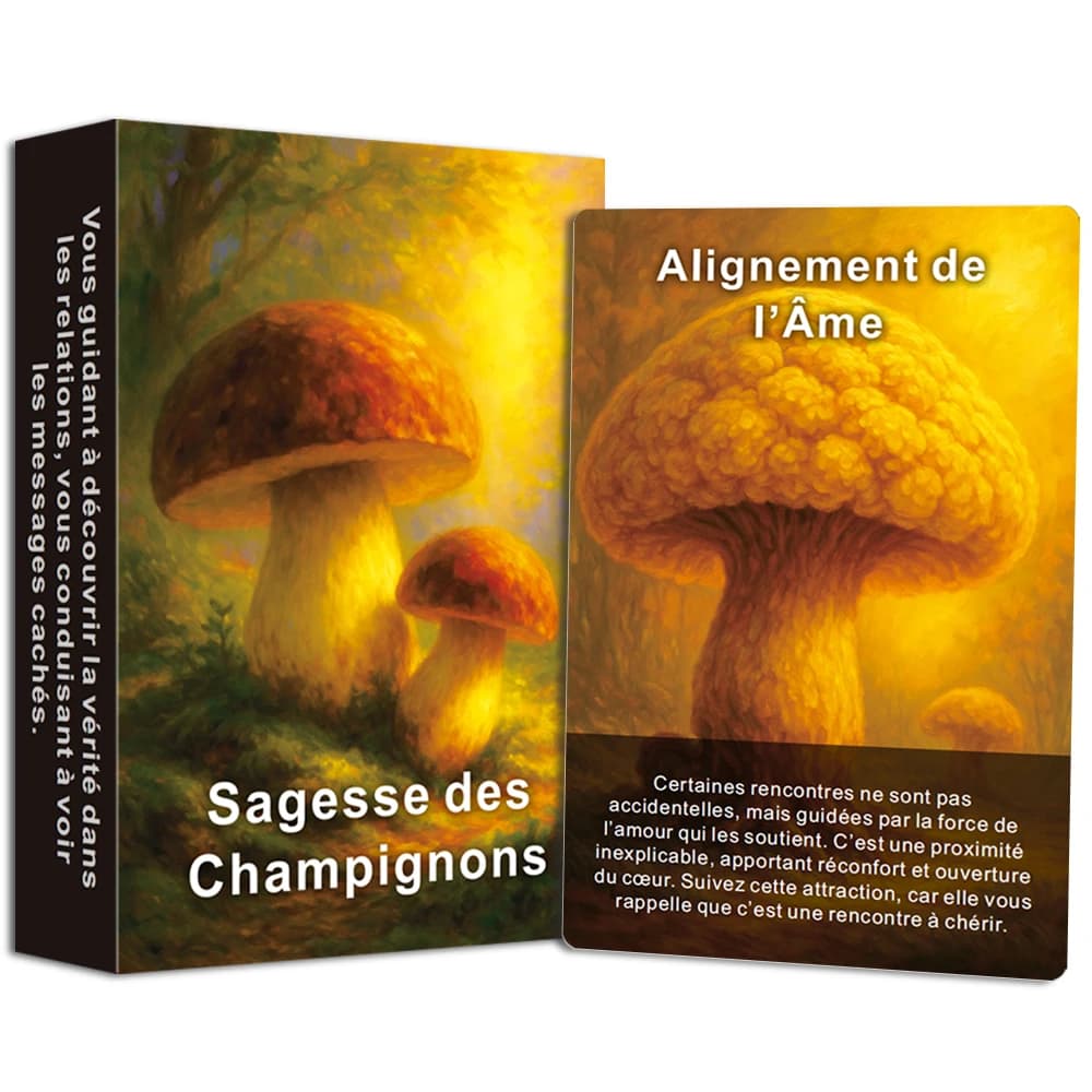 Mazzo Oracolo Francese, 48 Carte Oracle di Saggezza dai Funghi, Crescita e Meditazione Personali, Strumento di Riflessione, 12*8 cm