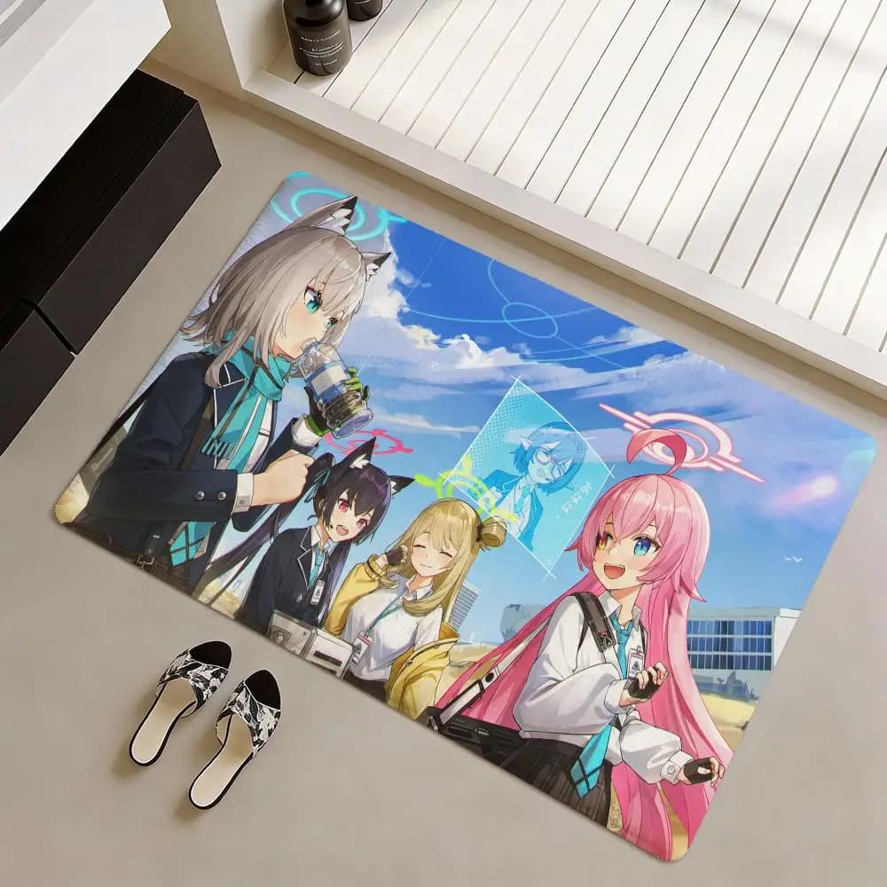 Tappetino per porta antiscivolo in morbida flanella Anime B-Blue Archive Tsukatsuki Rio - Tappeto ispessito per l'arredamento della casa e del soggiorno