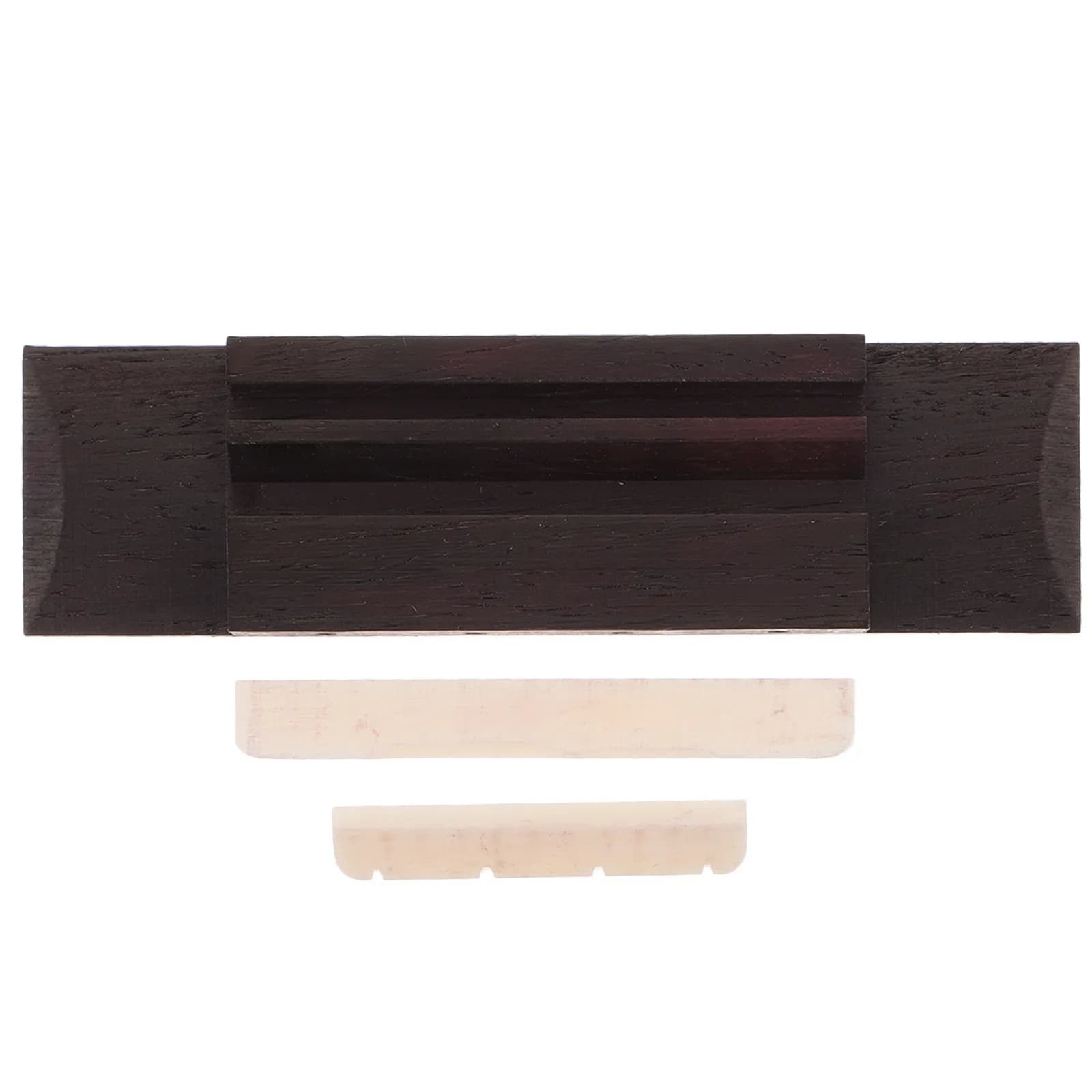 Set Ponte e Sella per Ukulele a 4 Corde in Osso, 9 cm x 2,5 cm, Altezza 7 mm - 11,7 mm, Spaziatura Corde 12 mm, Perfetto per Ukulele