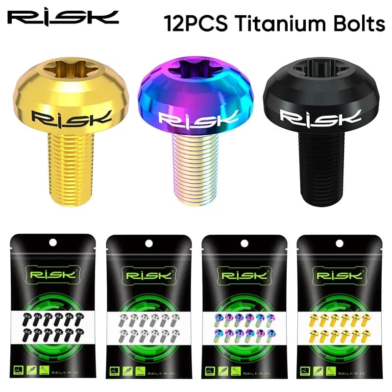 Bulloni per bici in lega di titanio 12 pezzi M5x10mm viti per rotore a disco Mountain Road Bike freno a disco bulloni per rotore fissaggio accessori per biciclette