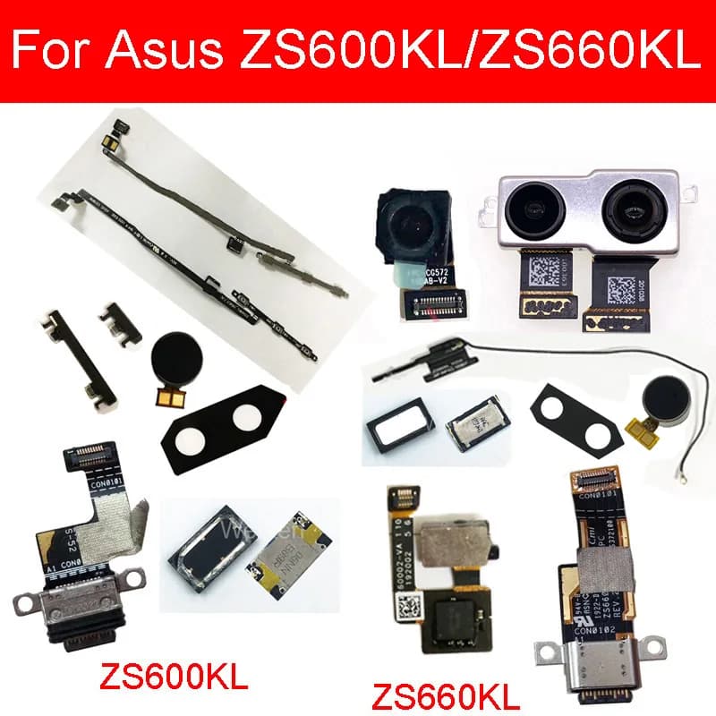 Pulsante laterale del Volume di ricarica e alimentazione per ASUS ROG Phone II 2 ZS660KL/ZS600KL anteriore posteriore obiettivo della fotocamera auricolare Wifi cavo dito domestico