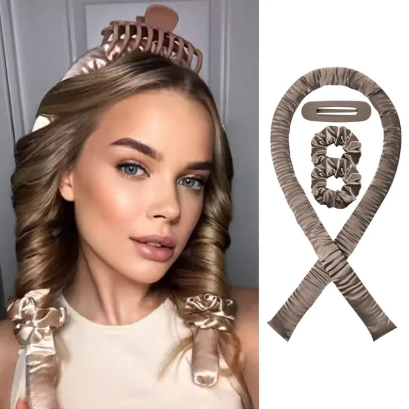 Fashion Heat-Free Hair Clips, Silk Roller Hair Band, Soft Hairstyle Tool and Easy to Use