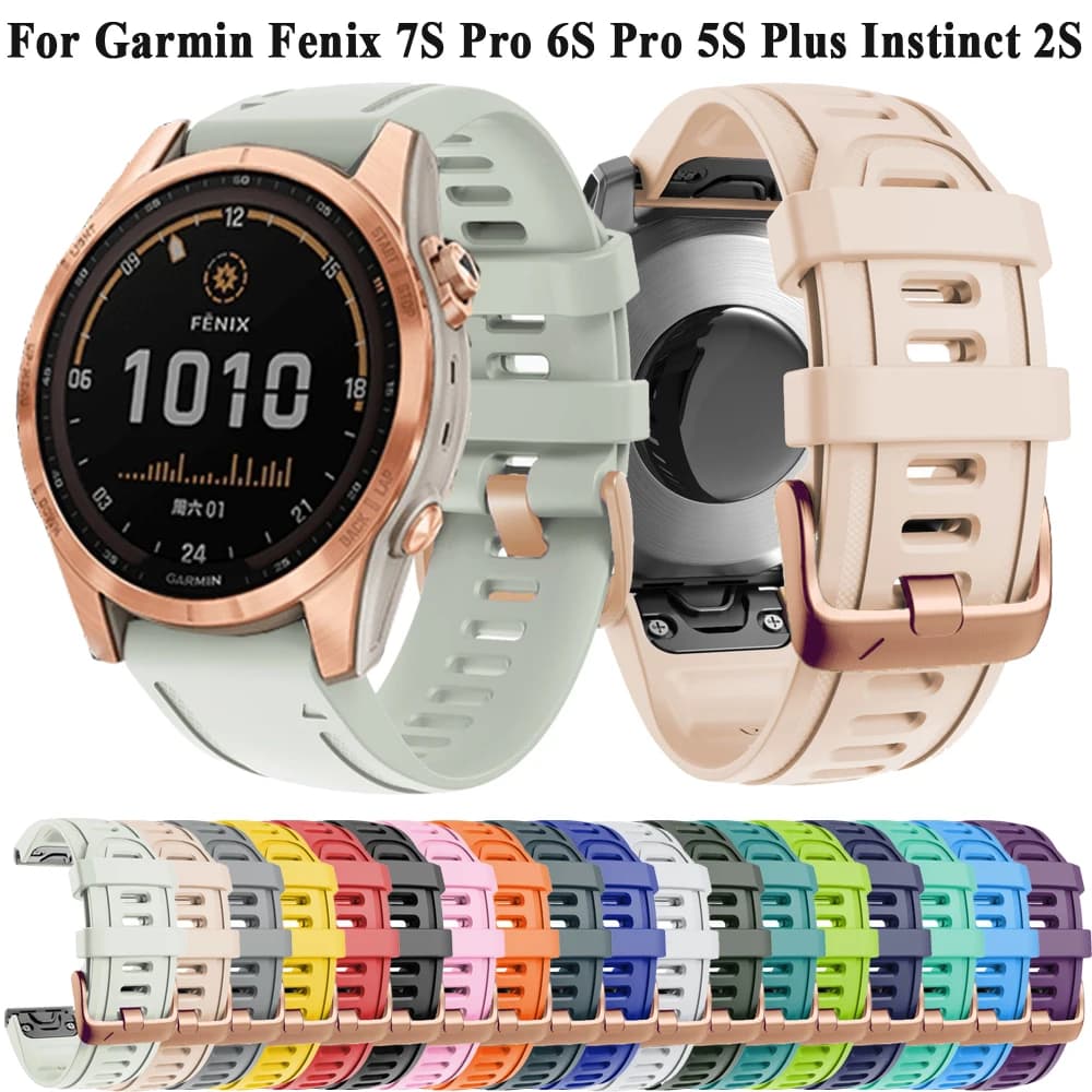 Nuovo cinturino per orologio in silicone da 20mm per Garmin Fenix 6S 6SPro 5S Plus 7S QuickFit braccialetto per Instinct 2S cinturino di ricambio