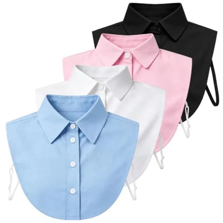 4 Pcs Fake Collar Detachable Dickey Collar Faux False Half Shirt Blouse Collars Tops for Women Girls Daily Outfits Graduation H