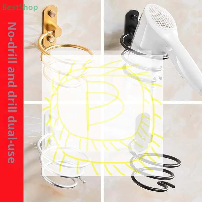 ( ● e '● )%( ● ◡ '● )Aluminum hair dryer support with spiral increase, no drilling required
