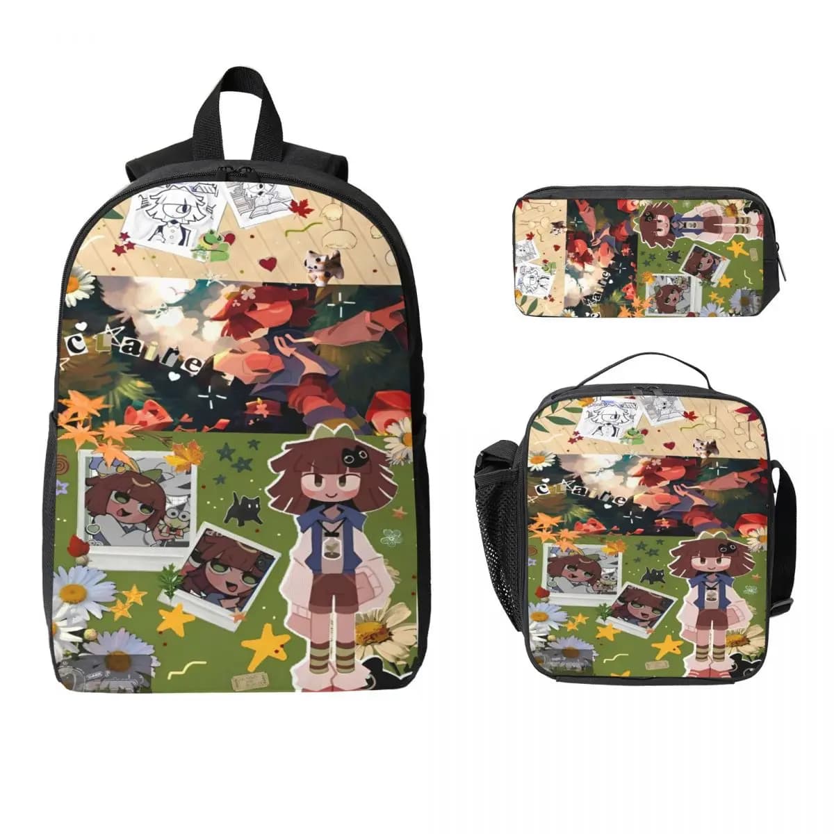 Claire Carta Fondamentale Educazione Zaino per bambini Scatola per il pranzo Scatole per matite per ragazzi Ragazze Zaini Borsa da scuola Set di zaini