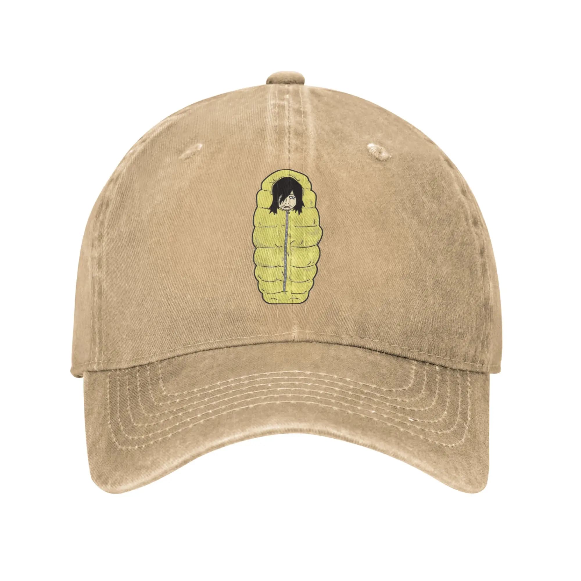 Cappellino da Baseball Unisex in Cotone Distressed con Stampa Sleep Bag Sensei Boku No My Hero Academia Aizawa Shota - Cappello Casual Snapback