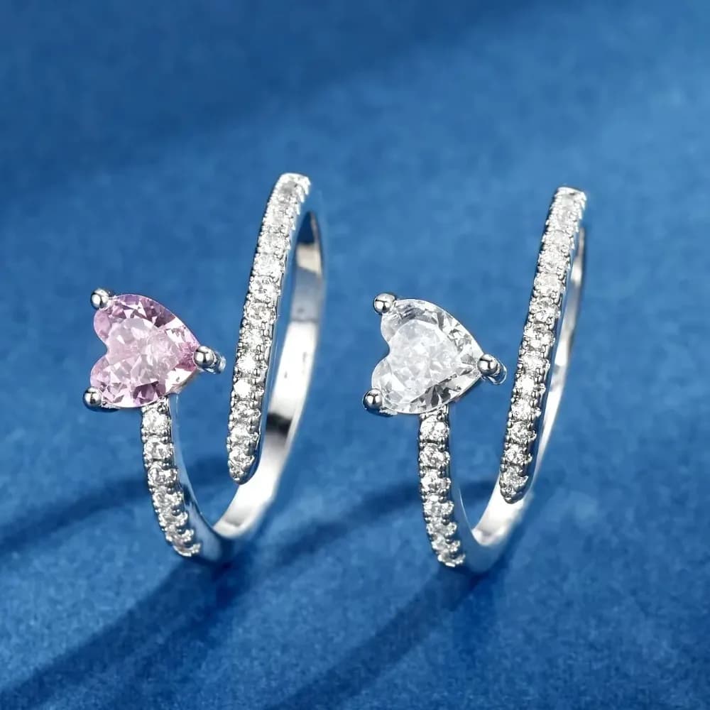 Women's Heart Zircon Ring, Delicate Index Finger Band, Light Luxury Style, Fashion Versatile, Wholesale Direct from Manufacturer