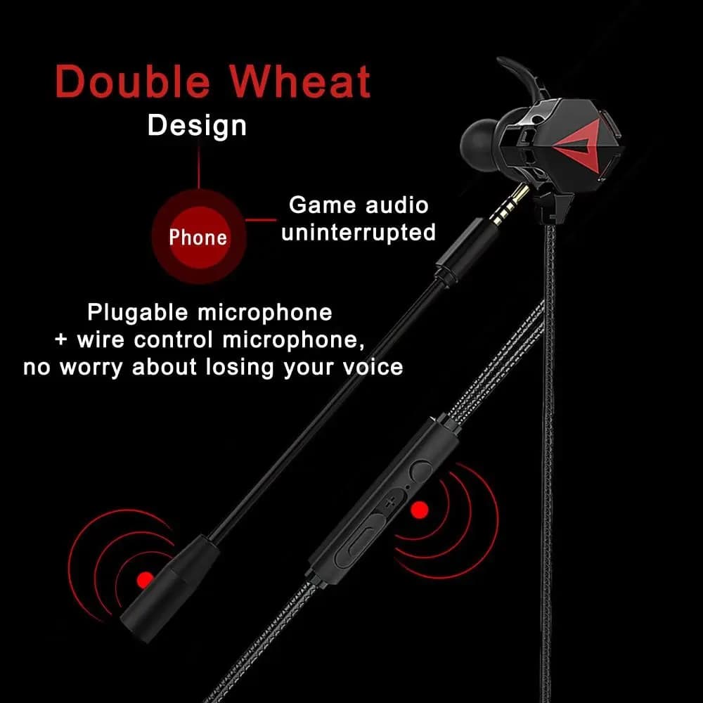 90 ° Gaming earphones with 3.5mm Angle Connector, Integrated Microphone, Diving Sound and Mute Control
