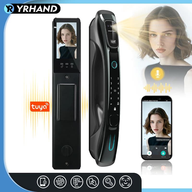 Smart Lock Riconoscimento facciale 3D Vena palmare Impronta digitale APP WiFi Controllo remoto Videocitofono Serratura automatica Sicurezza digitale