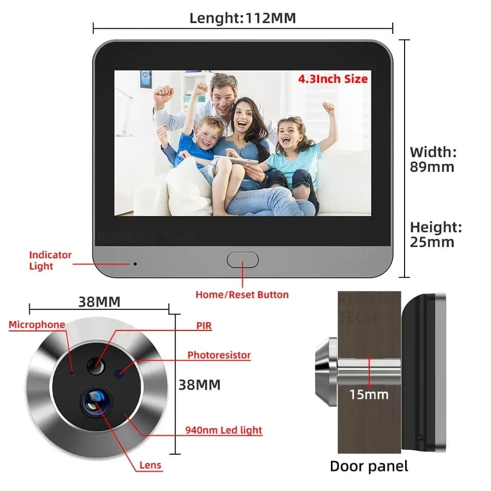 Mini videocitofono digitale Smart Life Tuya da 3 MP 140 ° Ampio angolo di visione 2.4Ghz WiFi Magic Door Spioncino Eye PIR Batteria per fotocamera