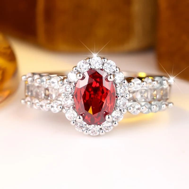 2026 European and American Heavy Industries Double Layered Encircled Red Zircon Handmade Set Wave Ring Arm Light Luxury Ring