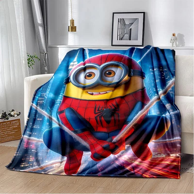 Coperta in Flanella Morbida con Simpatici Minions, per Letto, Divano, Picnic, Coperta per Ufficio, Regalo di Natale per Bambini
