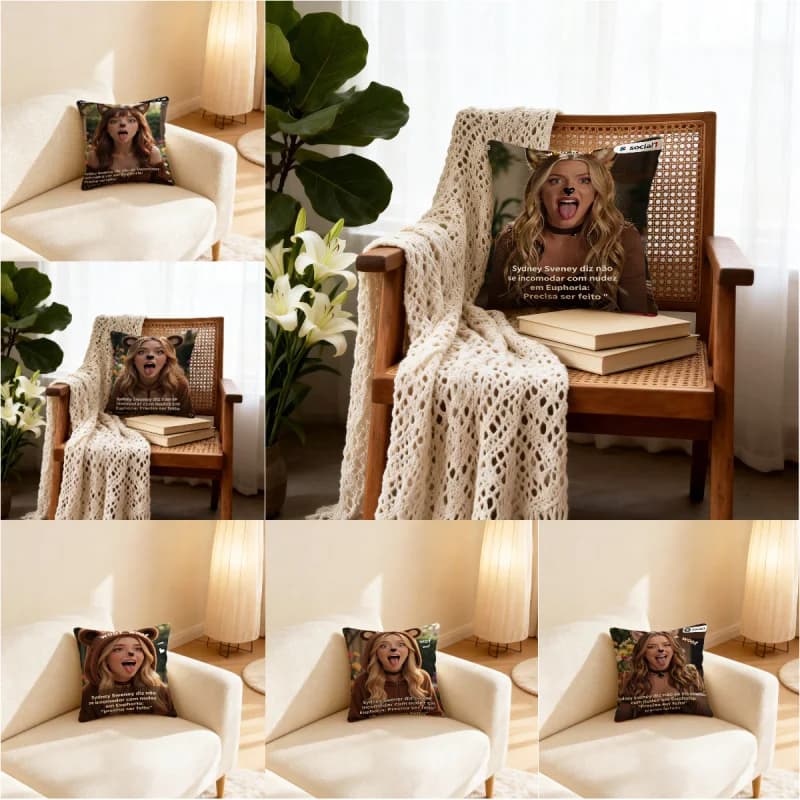 Euphoria Season 3 Woof Woof Animal Cosplay Girl Print Pillow Cover 18x18 Inch Soft Polyester Cushion Case for Sofa Bedroom Decor