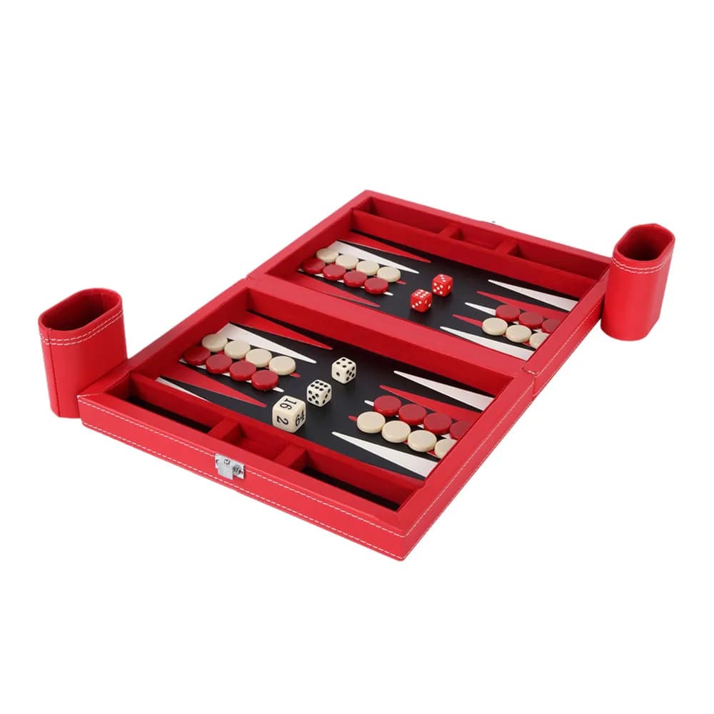 set da gioco da tavolo da viaggio personalizzato tavolo da backgammon pieghevole portatile in pelle per scacchi di fascia alta