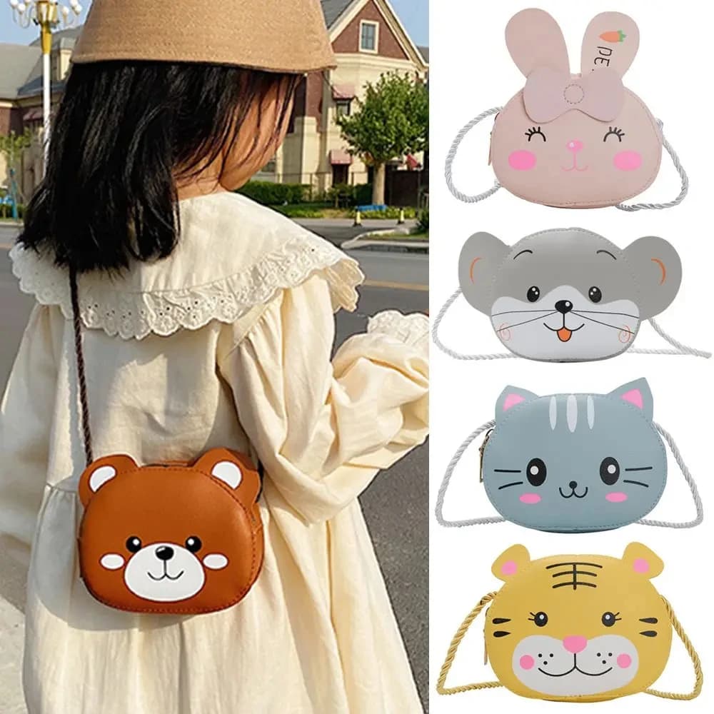 Mini Bag Shoulder Bag for Kids Nice Cartoon Animal Rabbit Newborn Bags Shoulder Bags Boys Cartoon Small Wallet