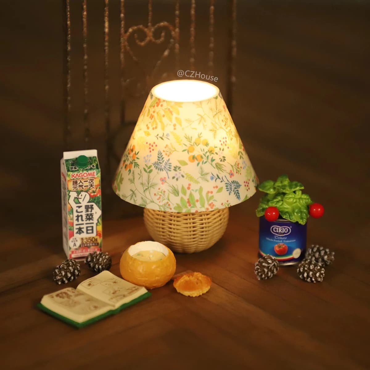 1/6 Vintage Floral Table Lamp Dollhouse Model Furniture Accessories Miniature Bjd Ob11 Blyth Soldier Lol Bedroom Decor Light Toy
