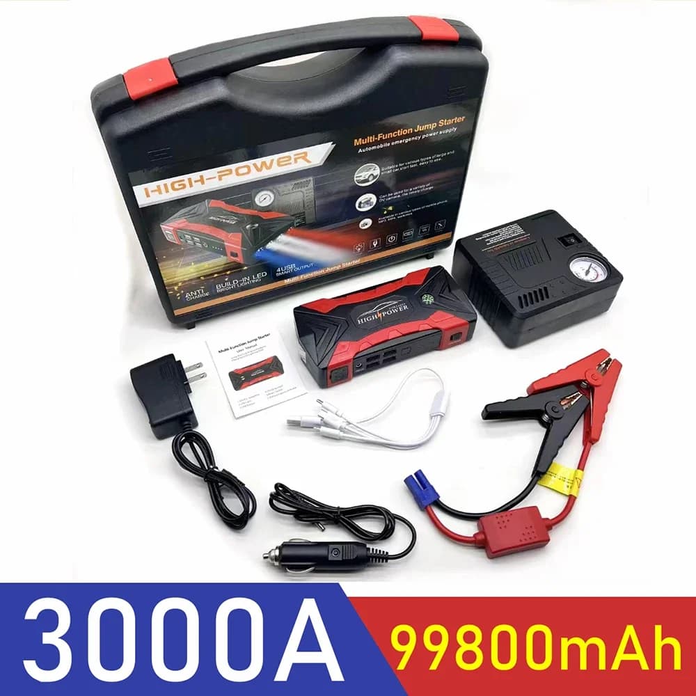 Avviatore di Emergenza Portatile 99800mAh – Caricabatterie Intelligente per Auto 12V, Camion, SUV, Veicoli Diesel ed a Benzina