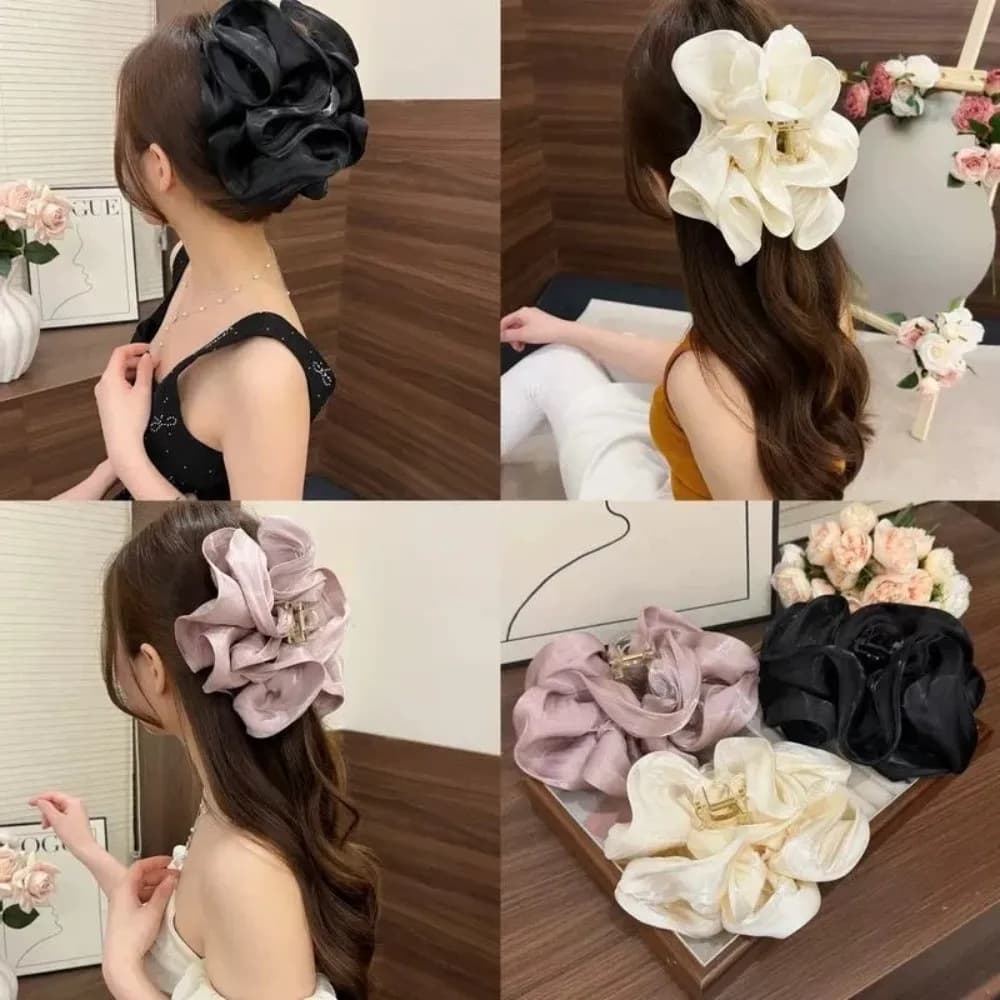Fashion Shimmering Luster Hair Clip Advanced Ruffled Women Shark Clip Headwear Elegant Plastic Hairpin Hair Accessories