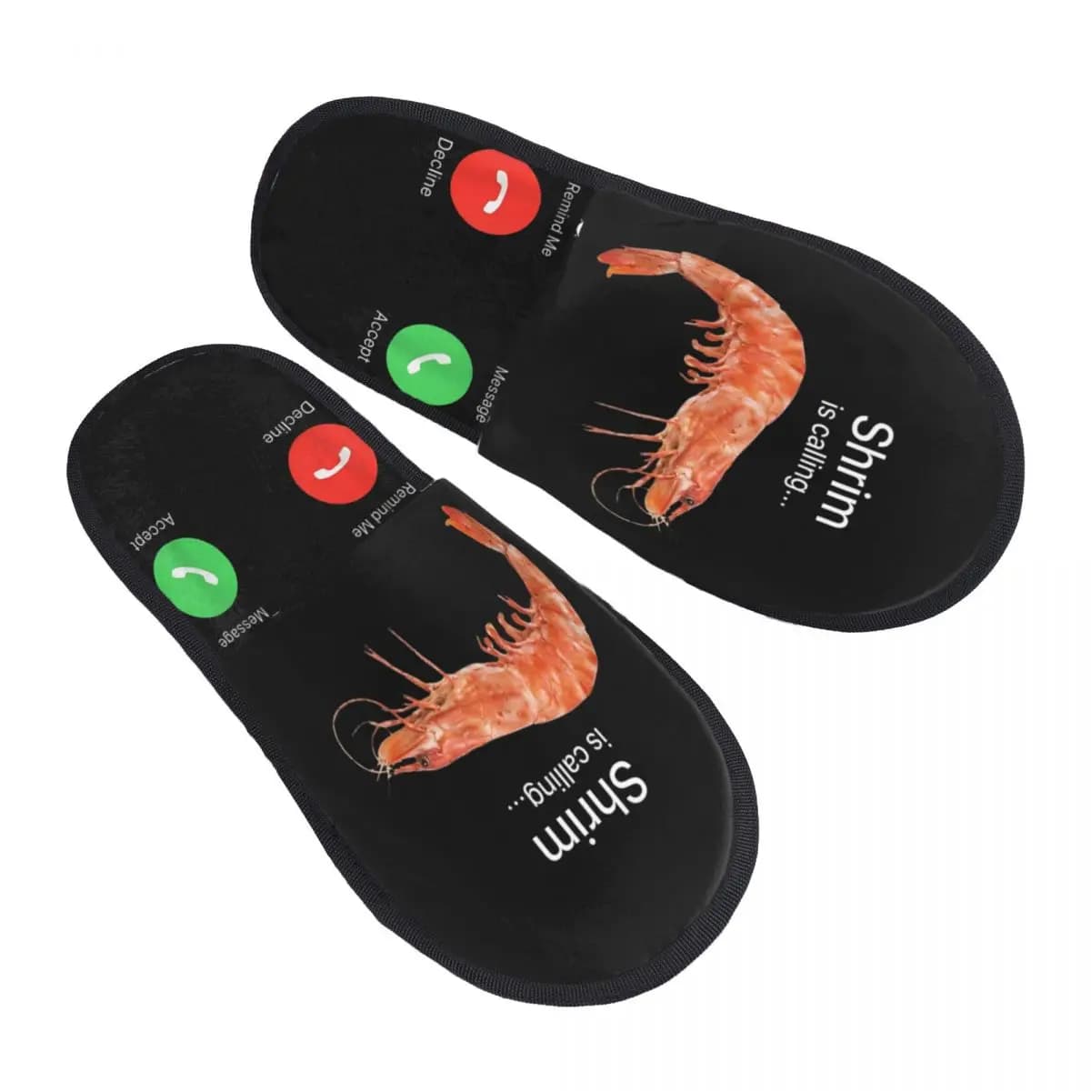 Shrim sta chiamando Meme Divertenti gamberetti Pesce Fih Pantofole di peluche Camera da letto Scivoli in morbida memory foam antiscivolo