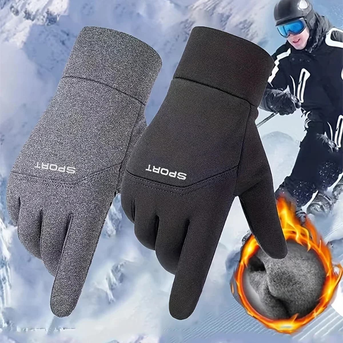 Guanti da esterno antivento e impermeabili Touch screen Pollice e dita indice Guanti caldi per la corsa in bicicletta