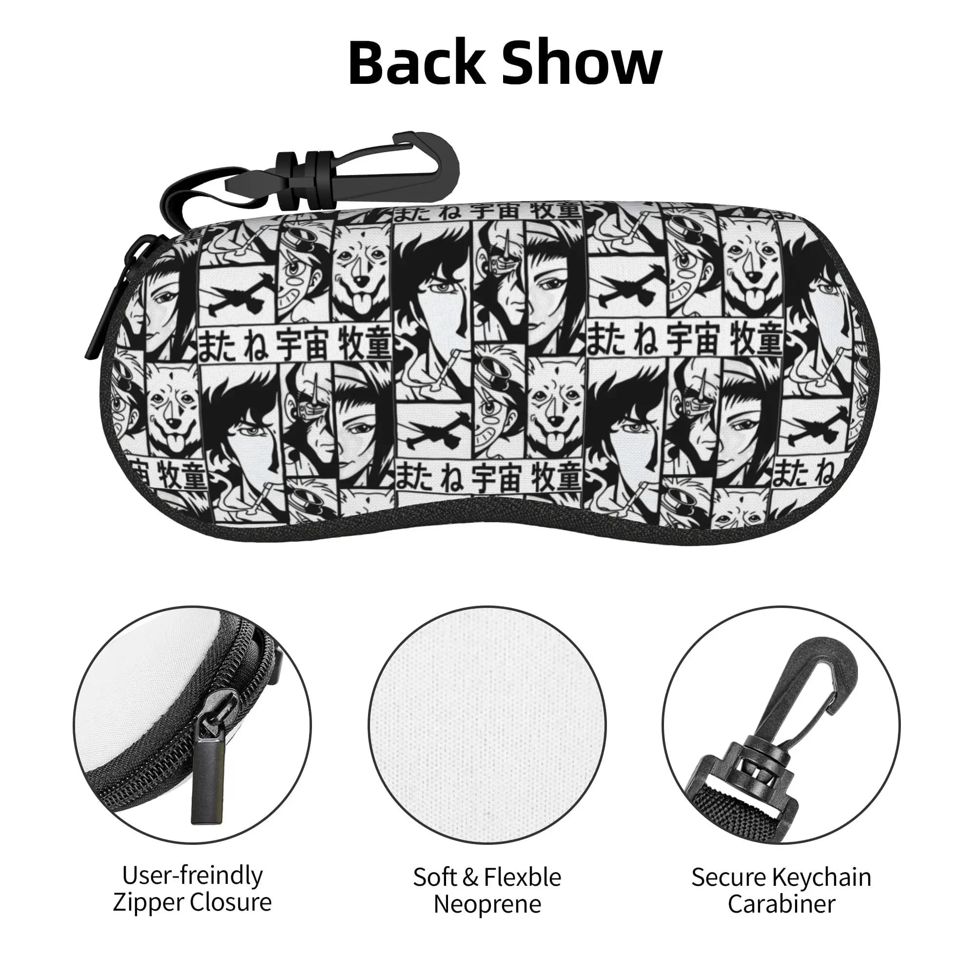 Custodia morbida per occhiali da sole Manga Cowboy Bebop Cartoon, custodia protettiva per occhiali in neoprene con cerniera, custodia protettiva per occhiali
