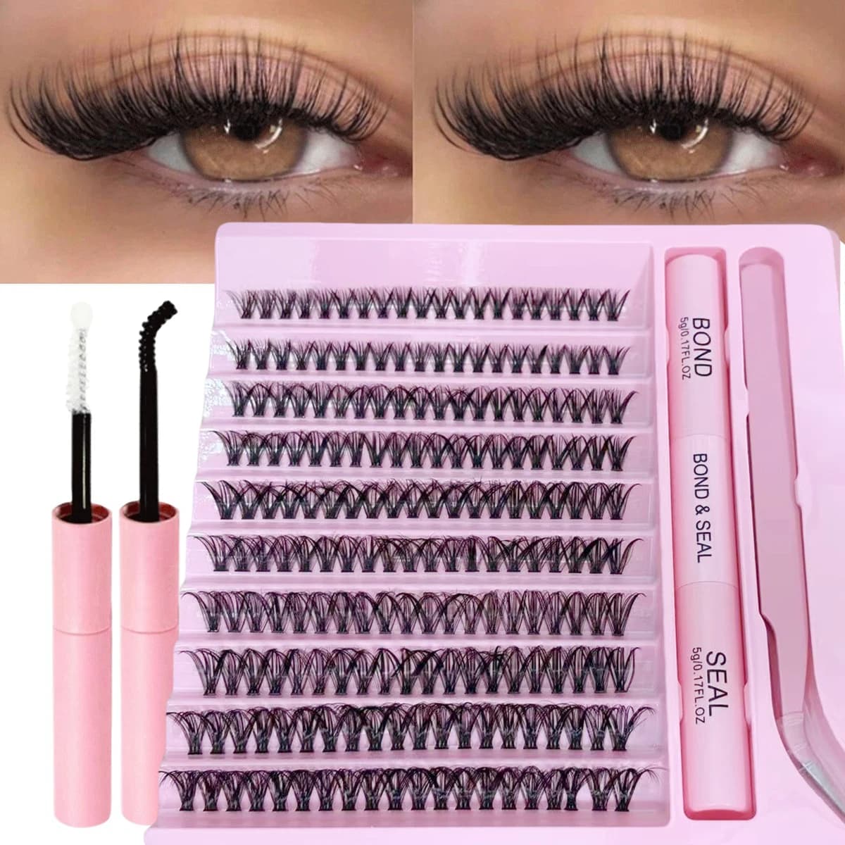 200 Pieces of Single Cluster False Eyelash Set, Faux Mink Fur Eyelashes, Fluffy and Natural, Mixed Length 10-16mm