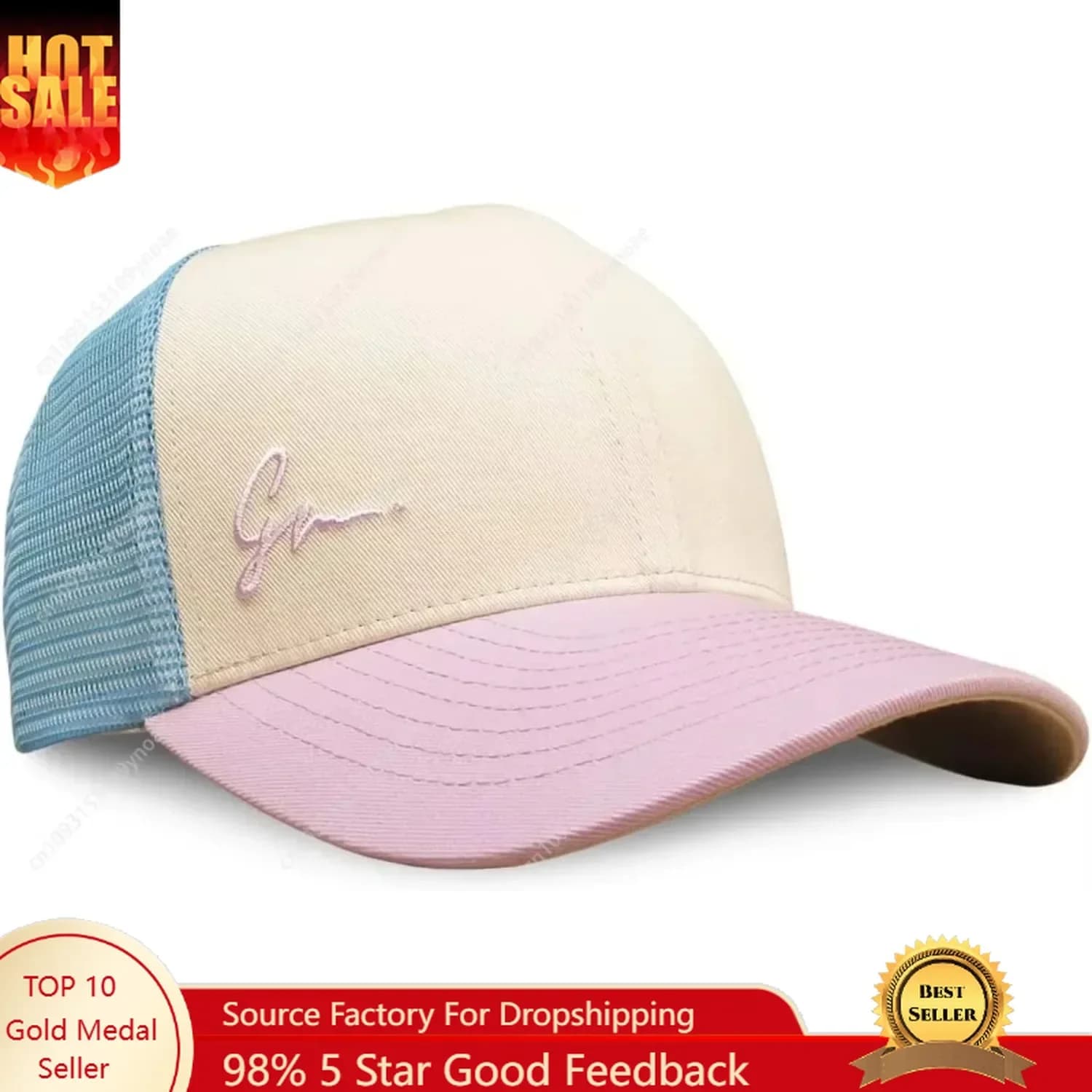 Grace Folly Beach Trucker Hat Baseball Cap Summer Embroidered Cotton Man Women Outdoor Activies Dad Hats Unisex Fit Adjustable