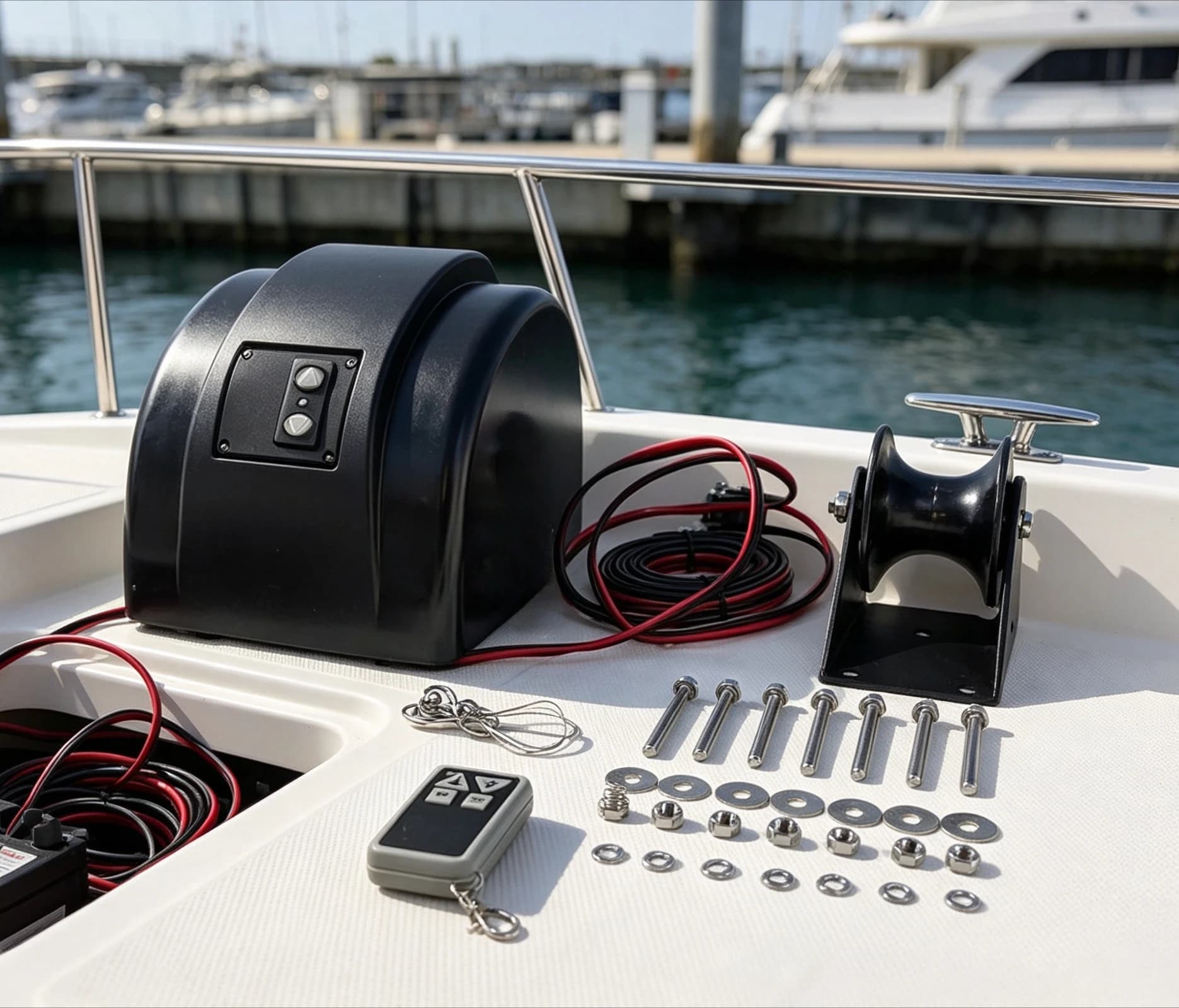12V Electric Anchor Winch System with Automatic Drop Function and 21kg Load Capacity Heavy Duty Durable for Marine Boat Yacht