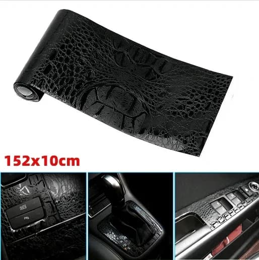 Adesivi per interni automobilistici Adesivo per auto Pellicola avvolgente Simulazione Texture coccodrillo Vinile Decorazioni per interni auto Decalcomanie Nero 152 * 10 cm