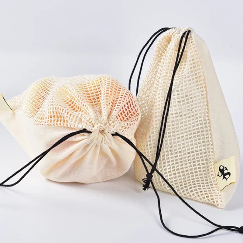 Sacchetti in Rete di Cotone Biologico per Bucato Delicato, Sacchetto Riutilizzabile con Coulisse per Conservare il Sapone da Bagno, Confezione Regalo