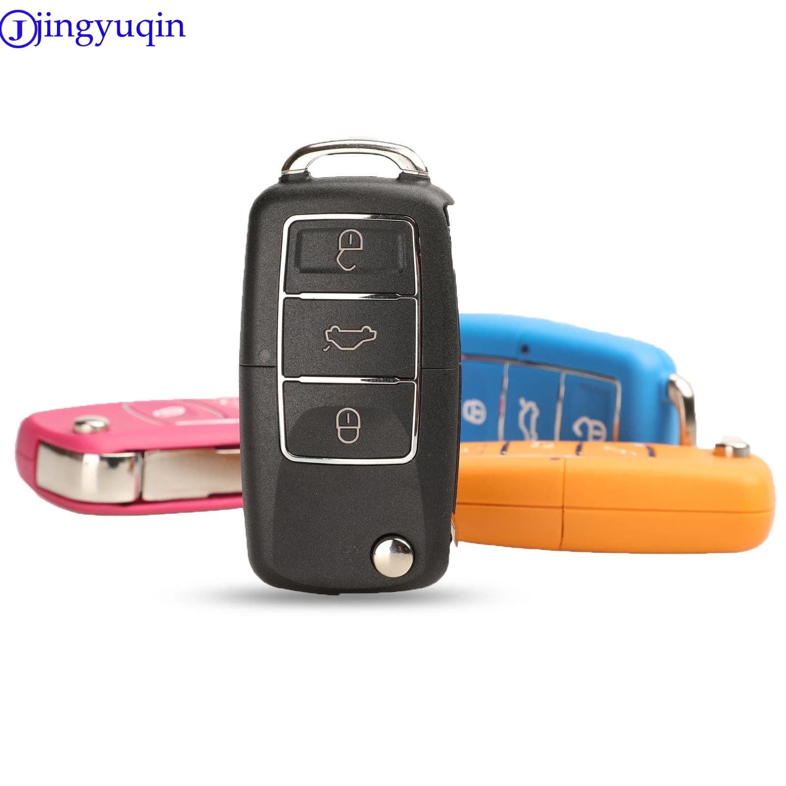 Jingyuqin portachiavi pieghevole a 3 pulsanti per auto per Volkswagen VW Golf Passat Polo Jetta Touran Bora Sharan