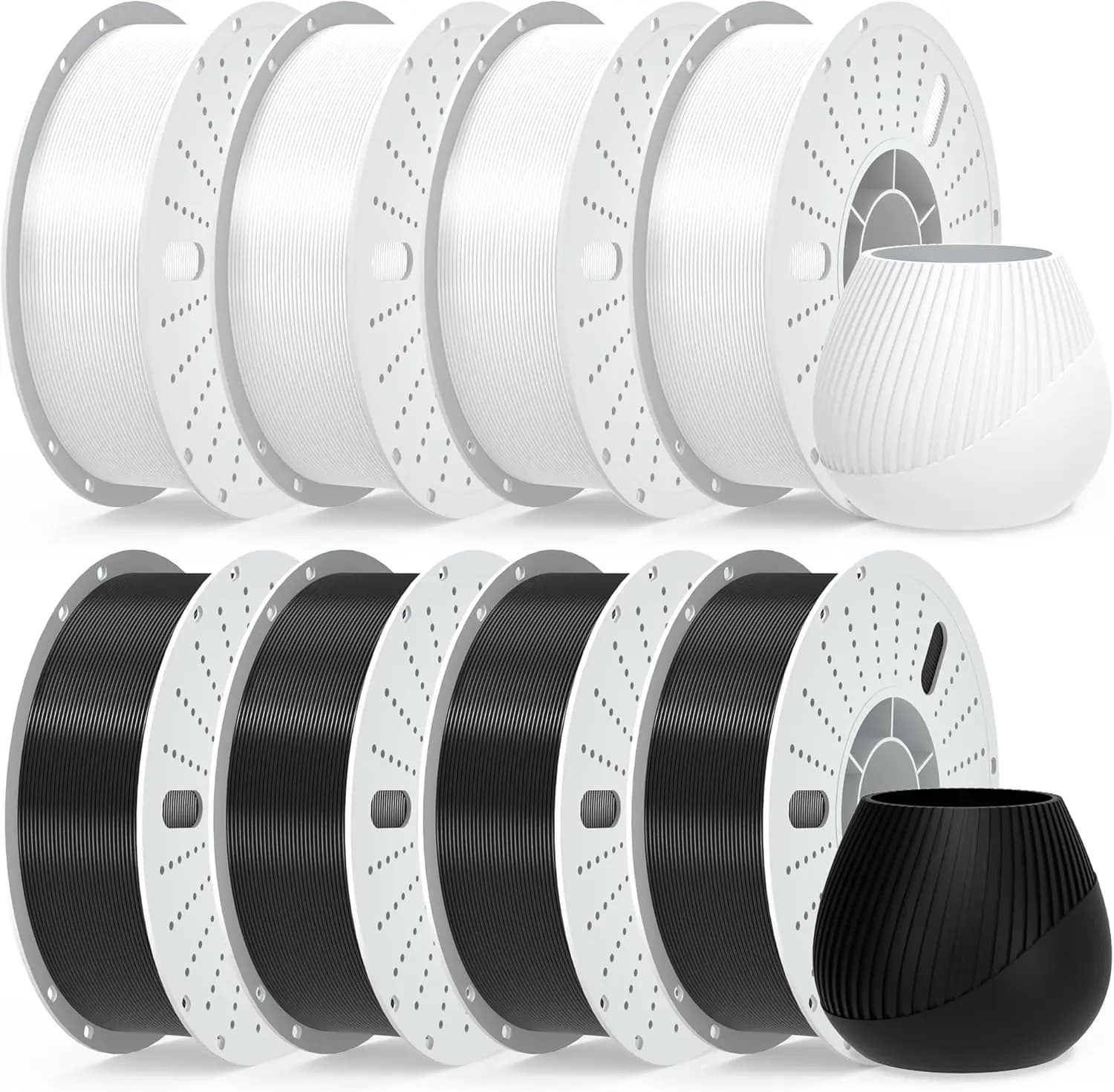 Filamento PLA+ per Stampante 3D 1.75mm, Filamento per Stampa 3D Nero e Bianco, Filamento PLA Plus con Precisione Dimensionale +/- 0.02mm, Adatto