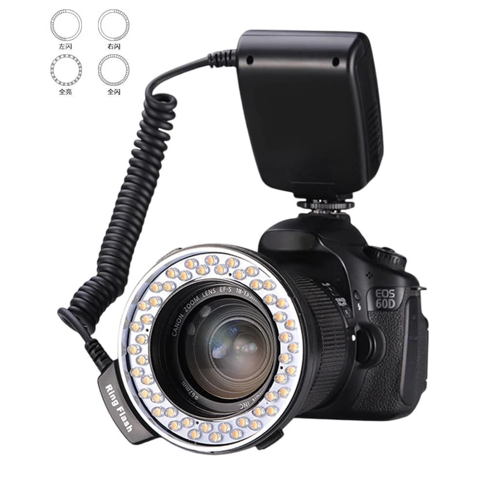 Flash ad Anello LED RF 550D Macro Universale per Fotocamere DSLR Nikon, Canon, Olympus, Fuji, Accessorio per Fotografia