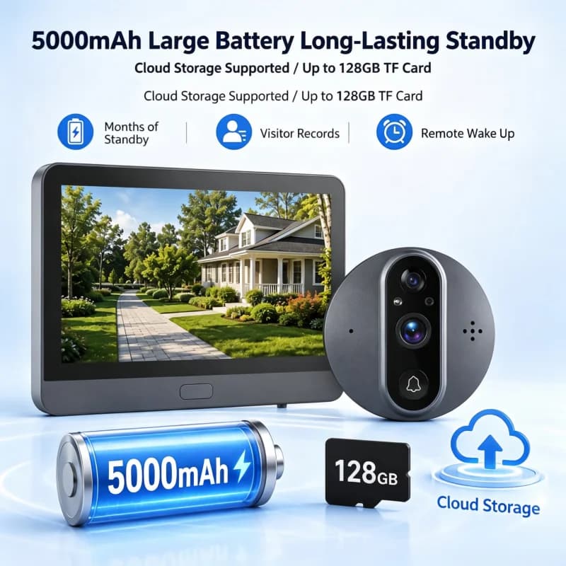 Tuya Smart Life 3MP 1080P WiFi Peephole Doorbell Camera Battery Powered PIR Motion 940NM IR Night Vision Digital Door Viewer Wor