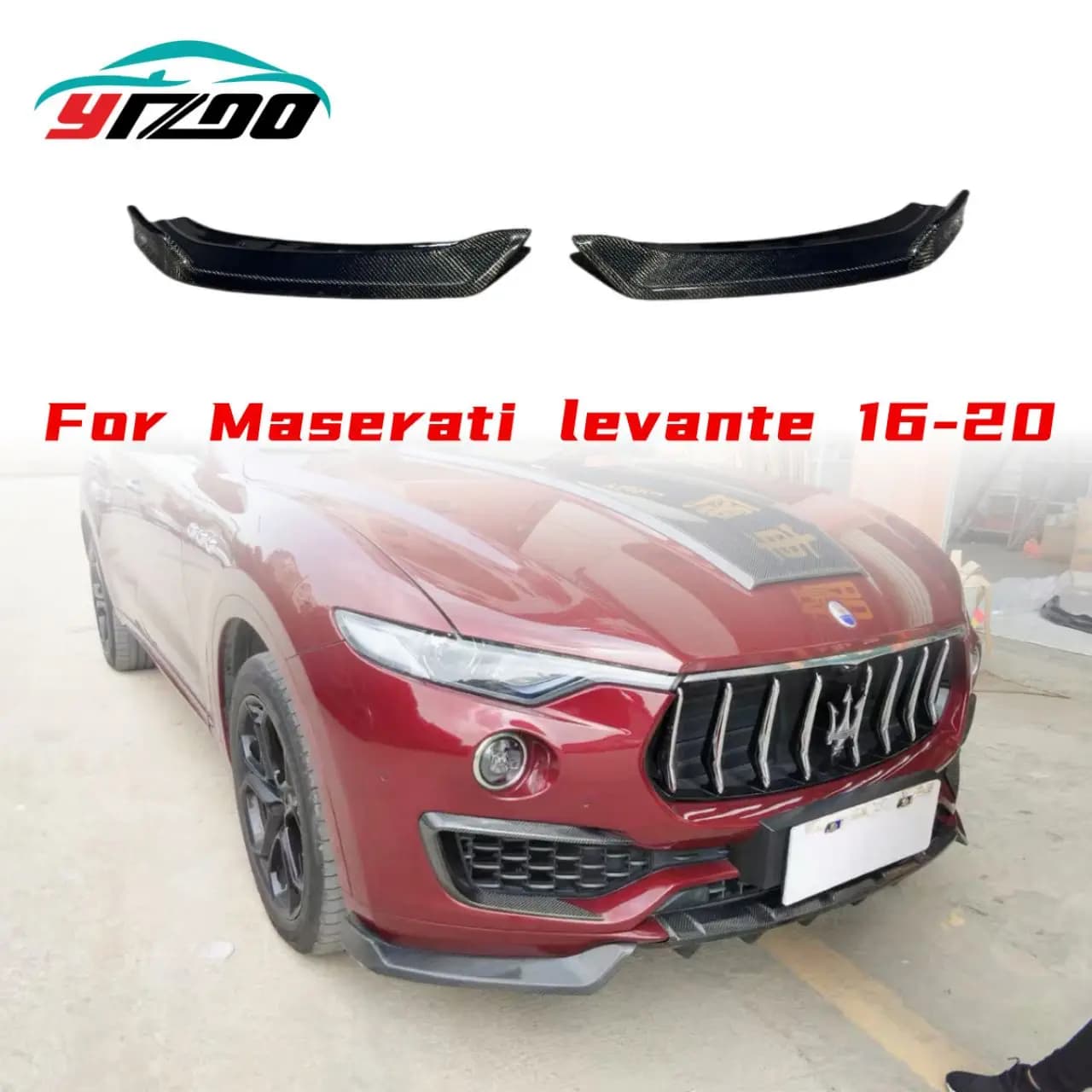 Carbon Fiber Front Bumper Lip Front Fog Lamp Cover Splitters Mesh Covers Rear Diffuser For Maserati Levante Sedan 2016-2019