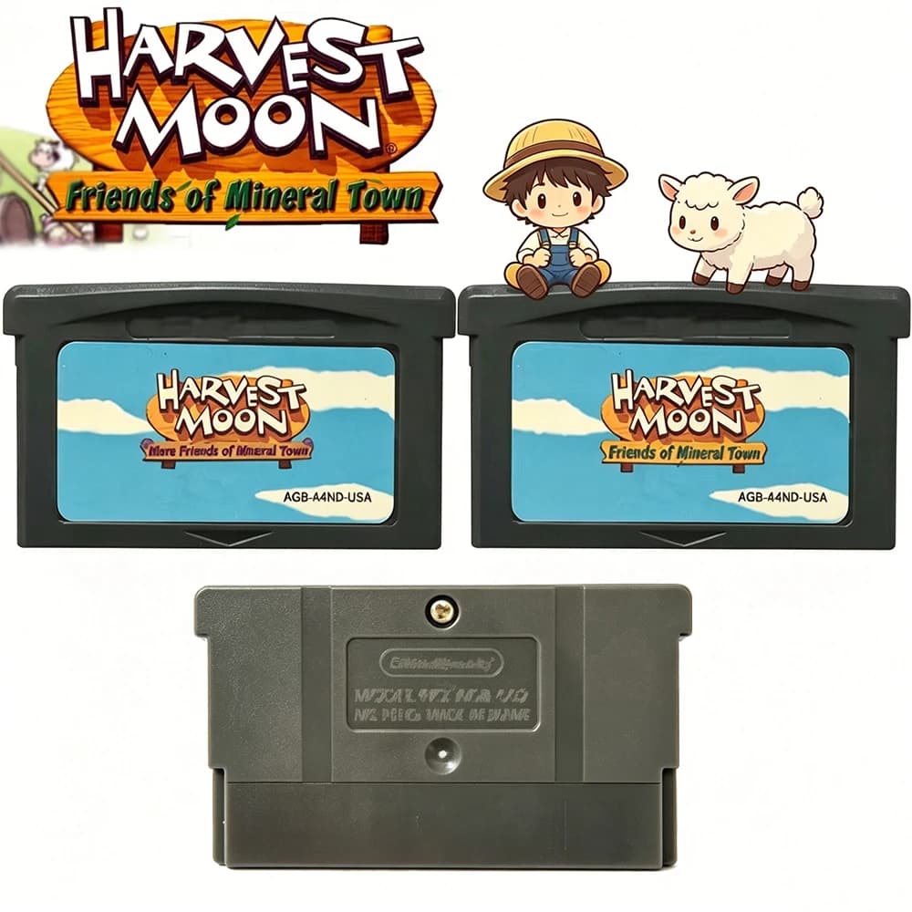 Harvest Moon GBA Game Cartridge 32Bit Video Game Console Card Friends of Mineral Town More Friends of Mineral Town GBA/SP/DS USA