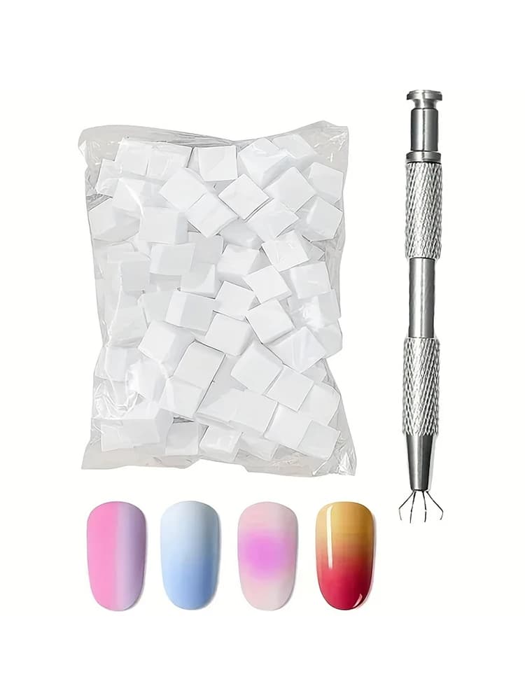 50 golare Spugna Gradiente Unghie Artistiche Stamper Strumenti Smalto Gel Sfumatura di Colore Pennello Glitter Polvere Punteggiatura Penna per Accessori Manicure