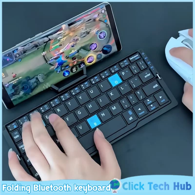 Tastiera Bluetooth pieghevole con supporto magnetico, set tastiera e mouse, adatto per iPhone, cellulare, iPad, tastiera wireless portatile